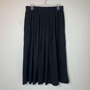 Vintage BRIGGS NEW YORK Black Pleated Midi Skirt Size 10